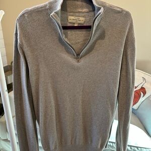 Hawker Rye Men's Quarter Zip-Up Gray Sweater
